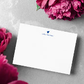 Blue Doodle Heart Formal Classic Family Mitteilungskarte