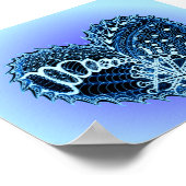 Blue Doodle Heart Poster (Ecke)