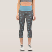 Blue Doodle Heart Yoga Pants Capri Leggings (Vorderseite)