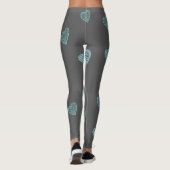 Blue Doodle Hearts Gray Leggings (Rückseite)