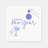 Blue Doodle neue Jahre Party Serviette (Vorderseite)