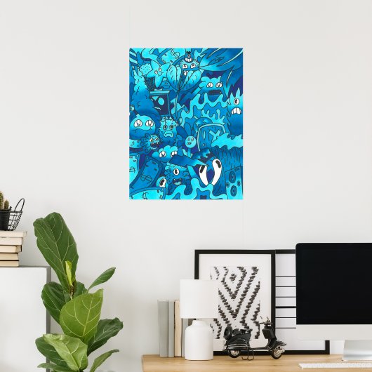 Blue Doodle Poster (Heimbüro)
