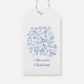 Blue Doodle Tropical Bachelorette Celebration Geschenkanhänger (Rückseite)