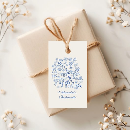Blue Doodle Tropical Bachelorette Celebration Geschenkanhänger