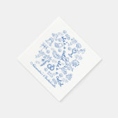 Blue Doodle Tropical Bachelorette Celebration Serviette (Ecke)