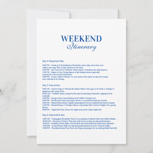 Blue Doodle Tropical Bachelorette Einladung (Rückseite)