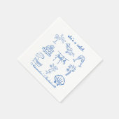 Blue Doodle Tropical She is a Catch Bachelorette Serviette (Ecke)