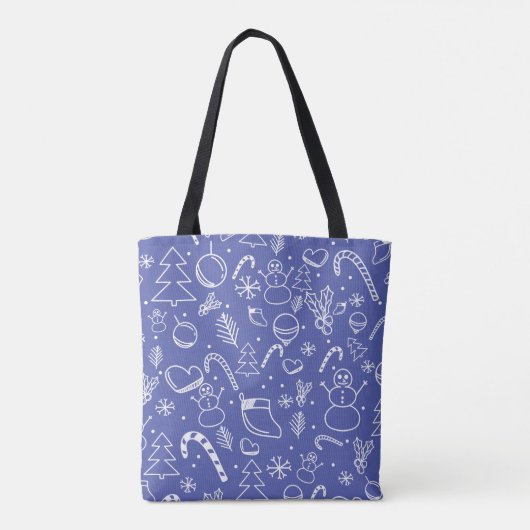 Blue Doodle Weihnachtsmuster - Spaß und Feierlichk Tasche (Rückseite)