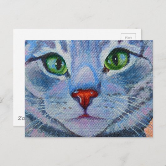 Blue Dora, Gray Tabby Cat Postkarte (Vorne/Hinten)