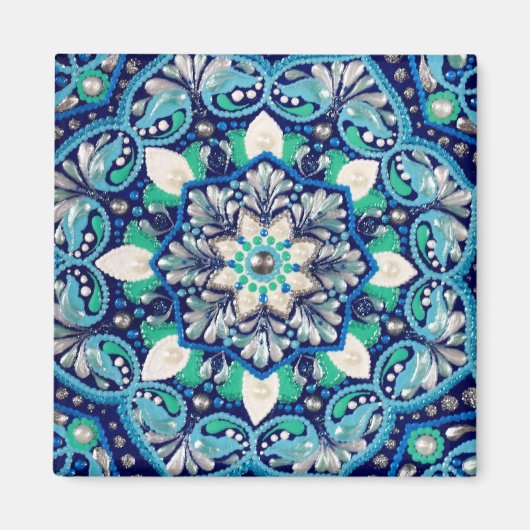 Blue Dot Art Mandala dreifaches Portemonnaie Magnet (Vorne)