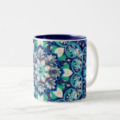 Blue dot art mandala zweifarbige tasse (VorderseiteRechts)
