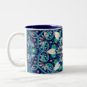 Blue dot art mandala zweifarbige tasse (Links)