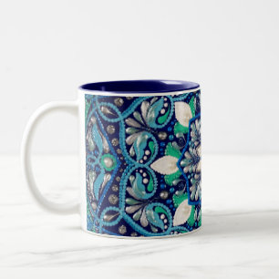 Blue dot art mandala zweifarbige tasse