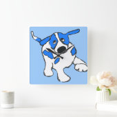 Blue Dot Dog Quadratische Wanduhr (Zuhause)
