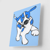Blue Dot Dog Quadratische Wanduhr (Winkel)