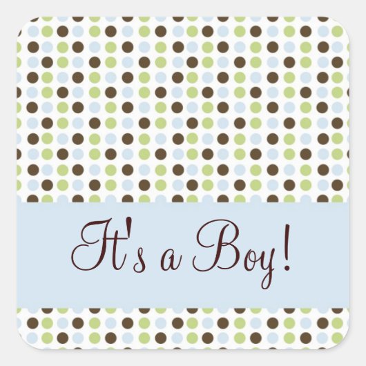 Blue Dot It a Boy Quadratischer Aufkleber (Vorderseite)