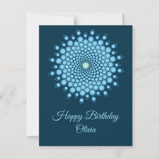 Blue Dot Mandala Happy Birthday Card Karte (Vorderseite)