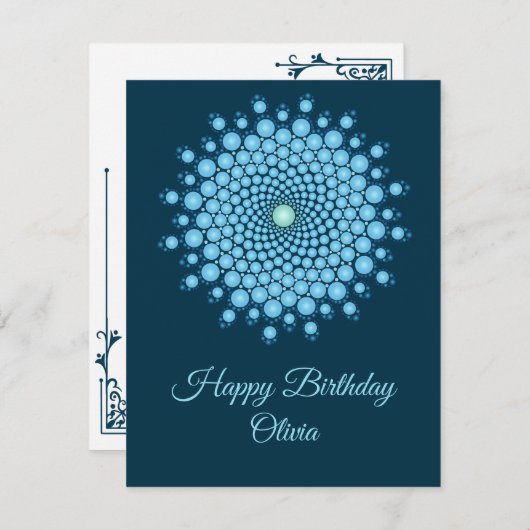 Blue Dot Mandala Happy Birthday Card Karte (Vorne/Hinten)