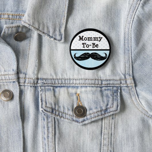 Blue Dot & Mustache Mommy wird Baby Showknopf Button (Beispiel)