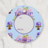 Blue Dot Pansy Blume Shabby Chic Retro Geschenkanhänger (Rückseite)