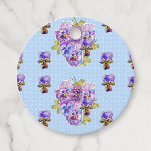 Blue Dot Pansy Blume Shabby Chic Retro Geschenkanhänger (Vorderseite)