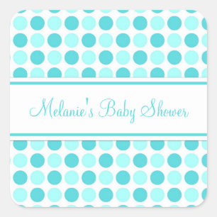 Blue Dots Baby Dusche Pflegeaufkleber Quadratischer Aufkleber