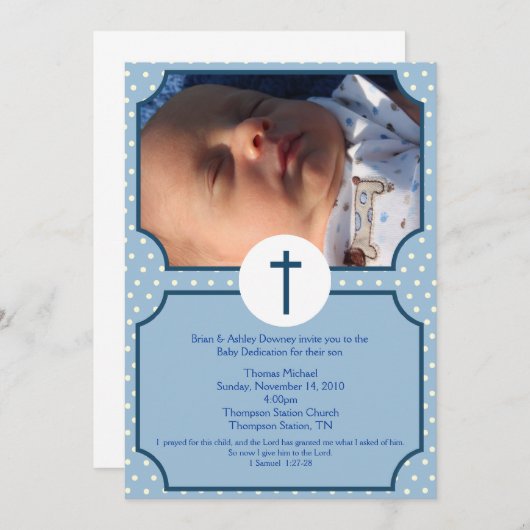 Blue Dots Baptism Baby Dedication 12x18 Einladung (Vorne/Hinten)