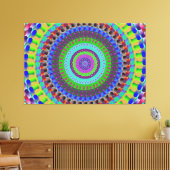 Blue Dots Mandala Circle Stretched Canvas Print Leinwanddruck (Insitu (Wohnzimmer))