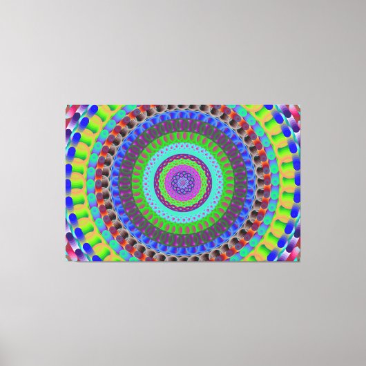 Blue Dots Mandala Circle Stretched Canvas Print Leinwanddruck (Vorderseite)
