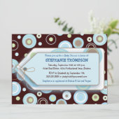 Blue Dots Tag Boy Babydusche Einladung (Stehend Vorderseite)