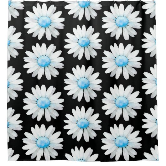 Blue Dotted Daisy's Duschvorhang (Vorderseite)