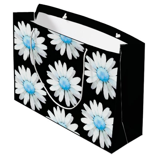 Blue Dotted Daisy's Große Geschenktüte (Rückseite Schrägansicht)
