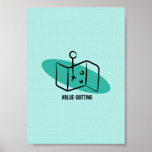 Blue-Dotting gefaltete Karte & Pin - Minimalistisc Poster