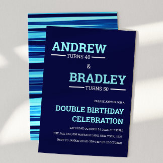 Blue Double Birthday Feier Einladung