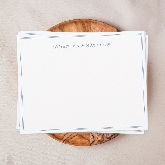 Blue Double Border Couture Note Card Mitteilungskarte