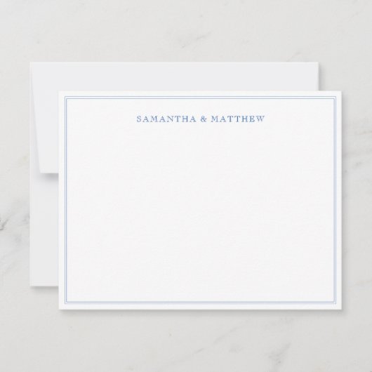 Blue Double Border Couture Note Card Mitteilungskarte (Vorderseite)