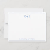 Blue Double Border Elegante Couple Initials Mitteilungskarte (Vorderseite)