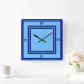 Blue Double Frame 4 schwarze Zahlen Quadratische Wanduhr (Zuhause)