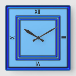 Blue Double Frame 4 schwarze Zahlen Quadratische Wanduhr