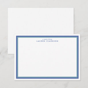 Blue Double Frame Modern Stationer Note Card Einladung