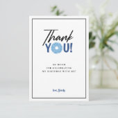 Blue Doughnut Theme Party Danke Card (Stehend Vorderseite)