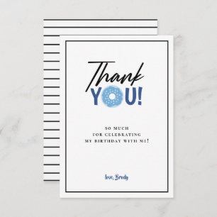 Blue Doughnut Theme Party Danke Card