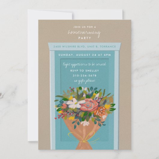 Blue Douse Housewarming Party Illustriert Einladung (Vorderseite)