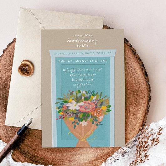 Blue Douse Housewarming Party Illustriert Einladung