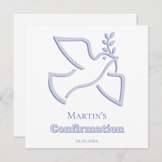 blue dove Confirmation | small size  Einladung (Vorne/Hinten)