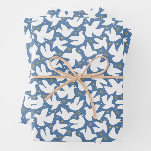 Blue Dove Hanukkah Star von David Wrapping Paper Geschenkpapier Set (Beispiel)