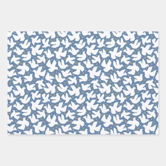 Blue Dove Hanukkah Star von David Wrapping Paper Geschenkpapier Set (Vorderseite)