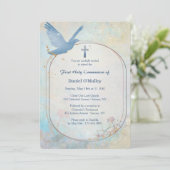 Blue Dove Religious Einladung (Stehend Vorderseite)