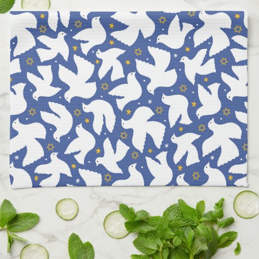 Blue Dove Star von David Hanukkah Kitchen Handtuch (Gefaltet)