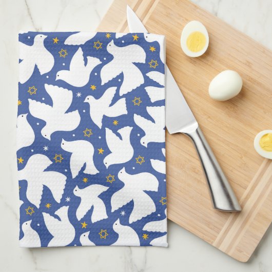 Blue Dove Star von David Hanukkah Kitchen Handtuch (Viertel Falte)